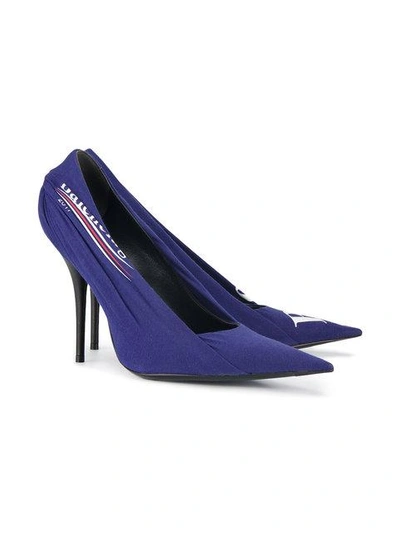 Shop Balenciaga Blue Knife 110 Pumps