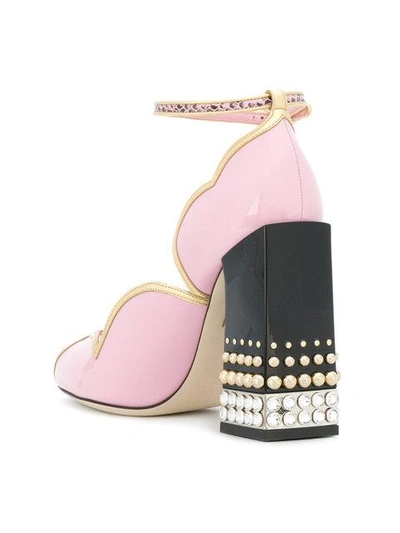 Shop Dolce & Gabbana Peep Toe D'orsay Pumps With Jewel Heel In Pink