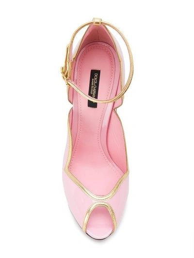 Shop Dolce & Gabbana Peep Toe D'orsay Pumps With Jewel Heel In Pink