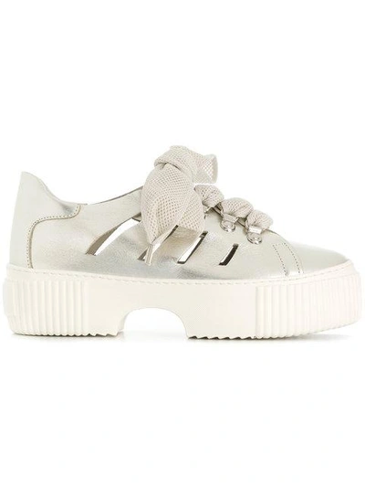 Shop Agl Attilio Giusti Leombruni Lace Up Sneakers In Metallic