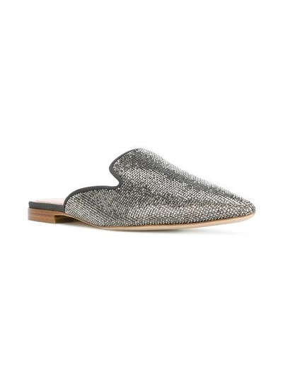 Shop Alberta Ferretti Studded Pointed Slippers - Metallic