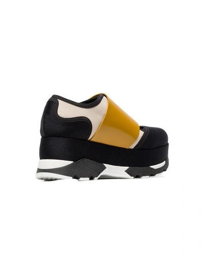 Shop Marni Black Yellow 65 Neoprene Platform Sneakers