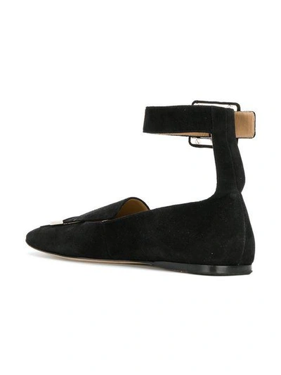 Shop Sergio Rossi Buckled Flats In Black