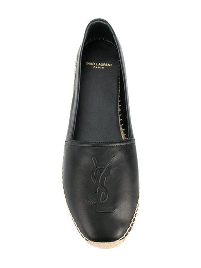 Shop Saint Laurent Logo Embossed Espadrilles In Black