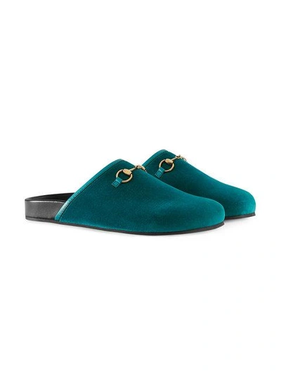 Shop Gucci Velvet Horsebit Slipper