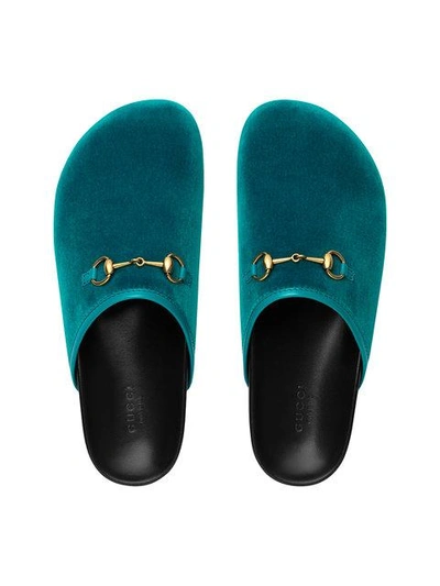 Shop Gucci Velvet Horsebit Slipper