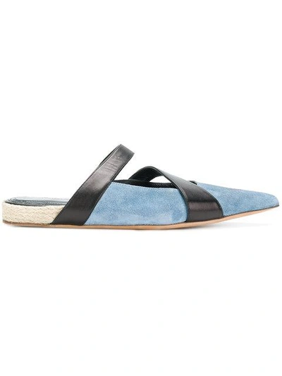 Shop Jw Anderson Double Strap Pointed Mules In Blue