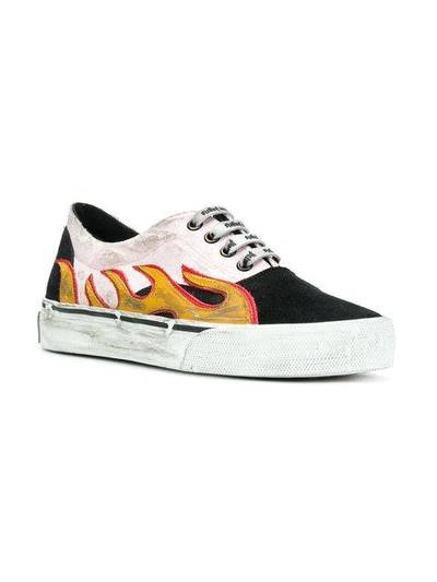 Shop Palm Angels Flames Distressed Low-top Sneakers - Multicolour