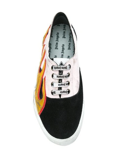 Shop Palm Angels Flames Distressed Low-top Sneakers - Multicolour