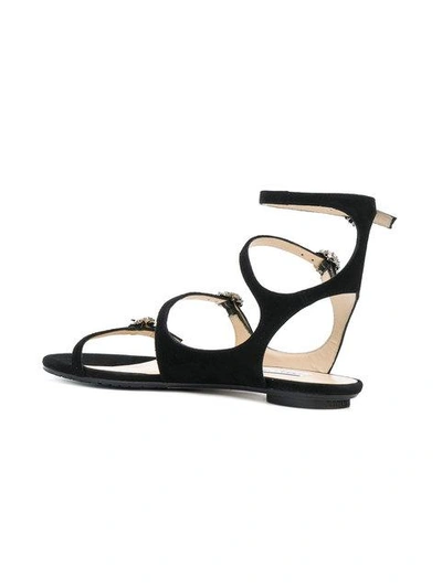 Shop Jimmy Choo Naia Flat Sandals In Black