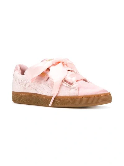 Shop Puma Basket Heart Sneakers In Pink