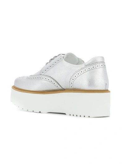 Shop Hogan Platform Brogues - Metallic