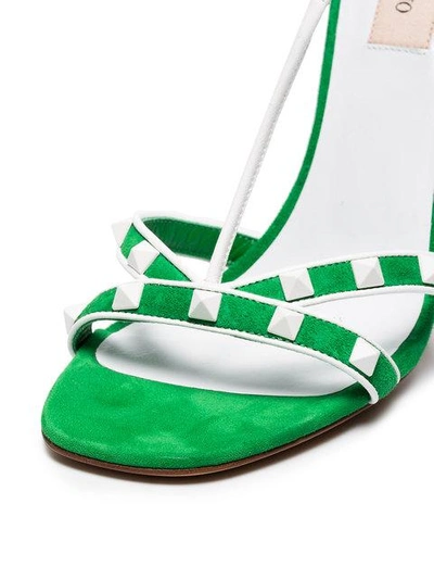Shop Valentino Green Free Rockstud 105 Suede Sandals