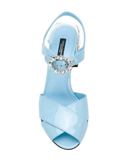 Shop Dolce & Gabbana Crystal Heeled Sandals In Blue