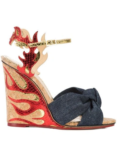 Shop Charlotte Olympia Flame Wedge Sandals In Blue