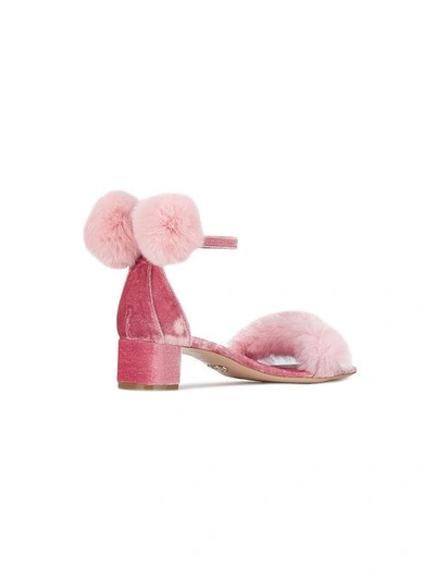 Shop Oscar Tiye Pink Minnie 40 Velvet Fur Sandals