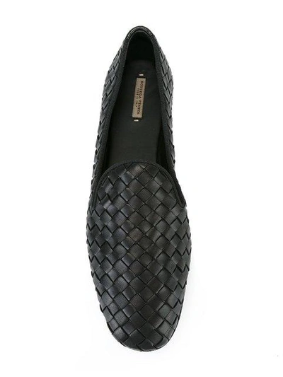 Shop Bottega Veneta Fiandra Leather Slippers In Black