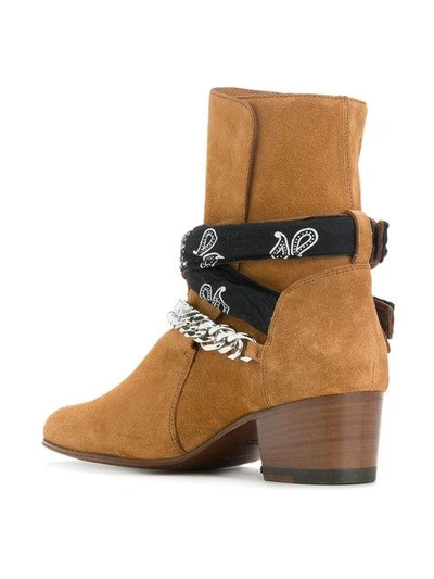 Shop Amiri Bandana Buckle Boots In Brown