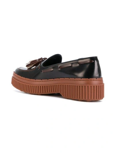 Tod's Tasselled Flatform Loafers In Black
