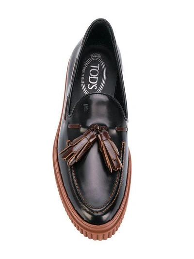 Shop Tod's Tasselled Flatform Loafers - Black