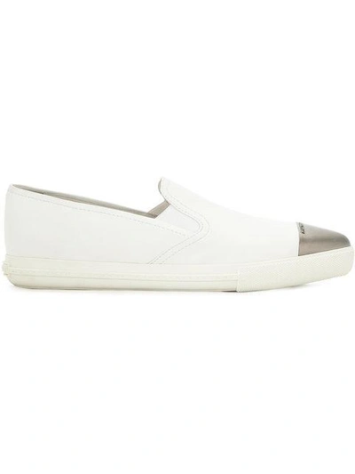 Shop Miu Miu Toe Cap Sneakers In White
