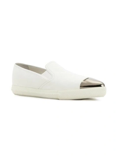 Shop Miu Miu Toe Cap Sneakers In White