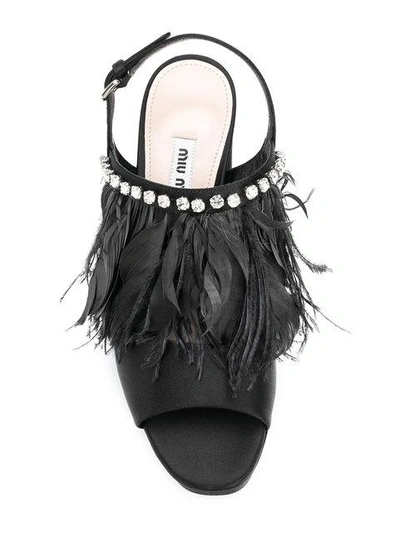 feather-trimmed sandals