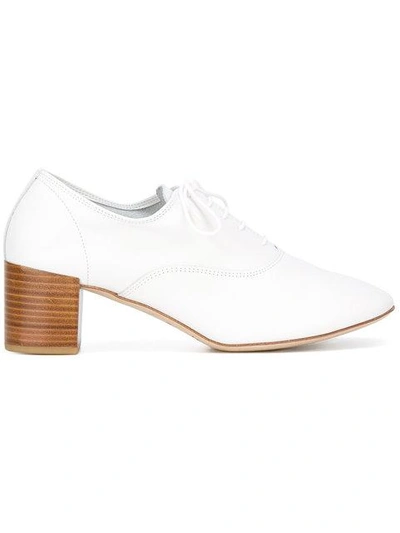 Shop Repetto Chunky Heel Lace-up Pumps In White