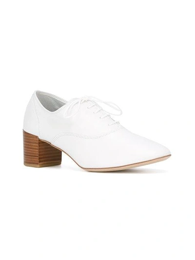 Shop Repetto Chunky Heel Lace-up Pumps In White