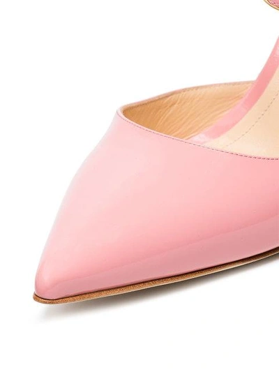 Shop Jennifer Chamandi Pink Vittorio 85 Patent Leather Pumps