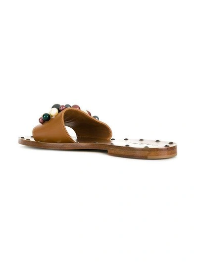 Shop Marni Pearl Embellished Sandals In Brown