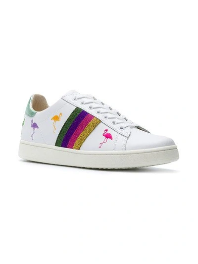 Shop Moa Master Of Arts Striped Flamingo Sneakers In Bianco E Multicolore