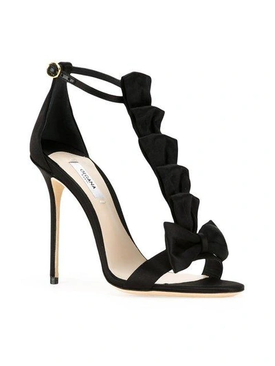 Shop Olgana Satin Bow Detail Sandals In Black