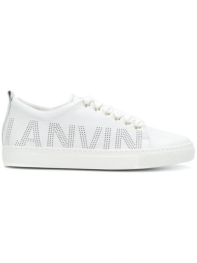Shop Lanvin Perforated Logo Sneakers - White