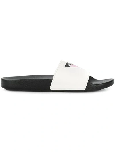 Shop Prada Logo Slides In White