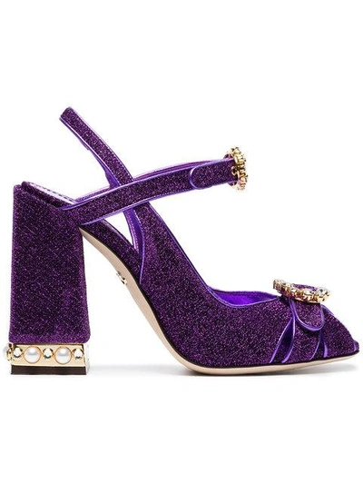 Shop Dolce & Gabbana Purple Bette 105 Lurex Crystal Sandals