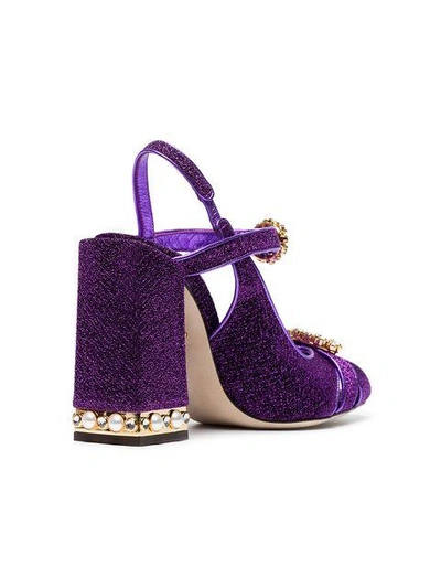 Shop Dolce & Gabbana Purple Bette 105 Lurex Crystal Sandals