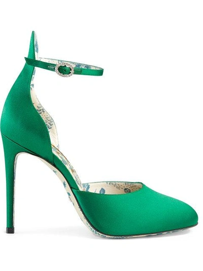 Shop Gucci Satin Pumps In Green