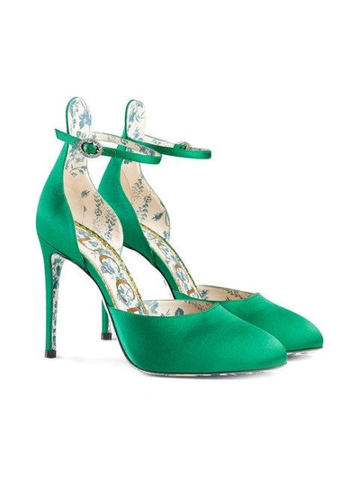 Shop Gucci Satin Pumps In Green