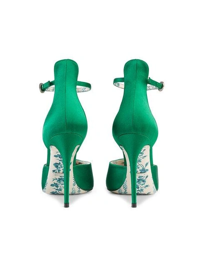 Shop Gucci Satin Pumps In Green