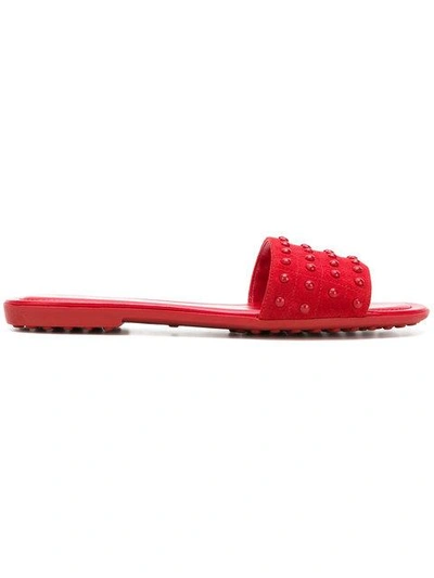 Shop Tod's Studded Slides In R401 Ribes