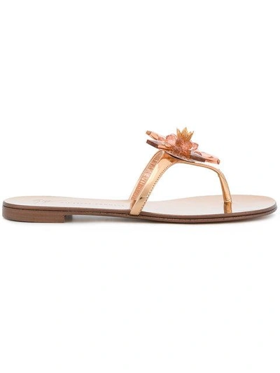 Shop Giuseppe Zanotti Letizia Flip Flops In Metallic