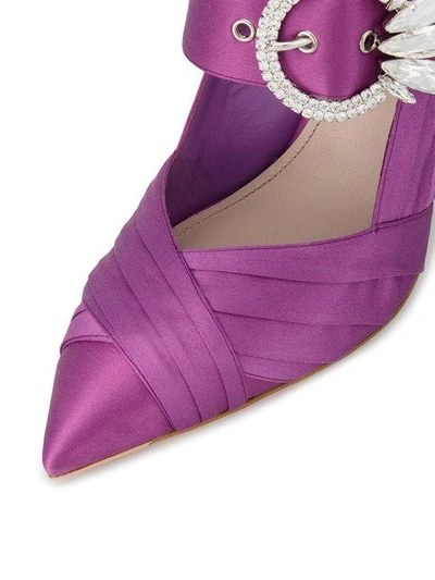Shop Miu Miu Purple Satin Crystal 110 Slingback Heels - Pink In Pink & Purple