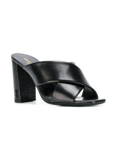 Shop Saint Laurent Loulou 95mm Mules In Black