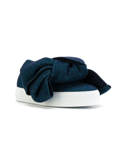 Shop Joshua Sanders Lurex Bow Sneakers - Blue