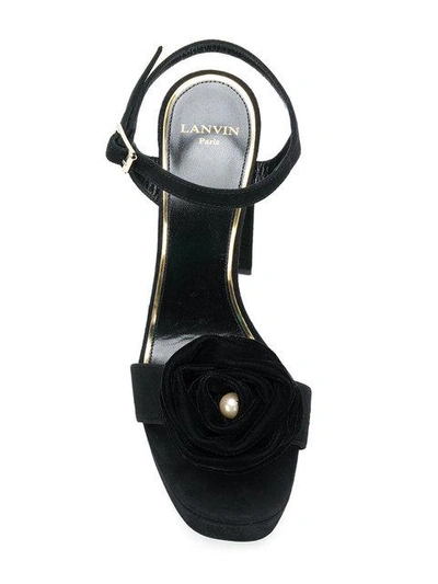 Shop Lanvin Flower Platform Sandals In Black