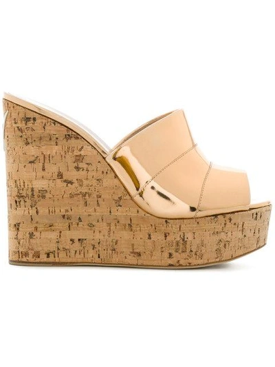 Shop Giuseppe Zanotti Cork Wedged Sandals In Metallic