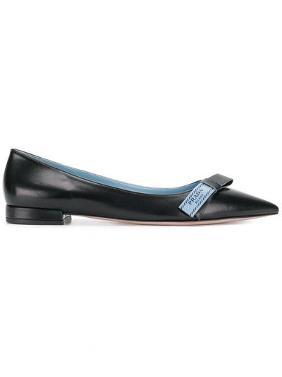 Shop Prada Pointed Toe Ballerina Shoes In Black