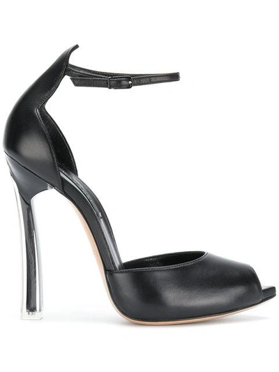 Shop Casadei Peep Toe Sandals - Black