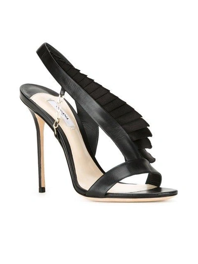 Shop Olgana Pleat Trim Stiletto Sandals In Black